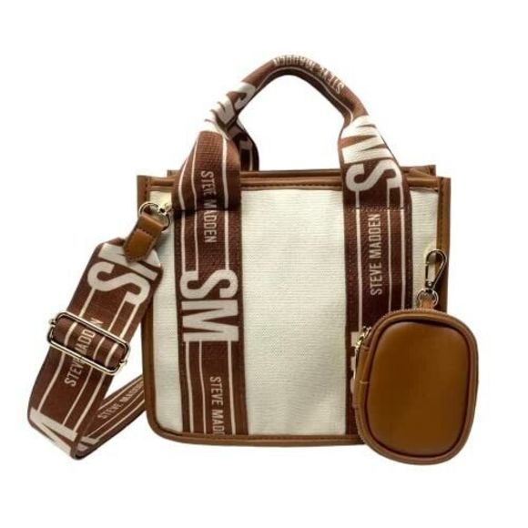 NWT Steve Madden Viral Tik Tok Bag Purse Bwebber Canvas Creme Brown - Picture 15 of 15